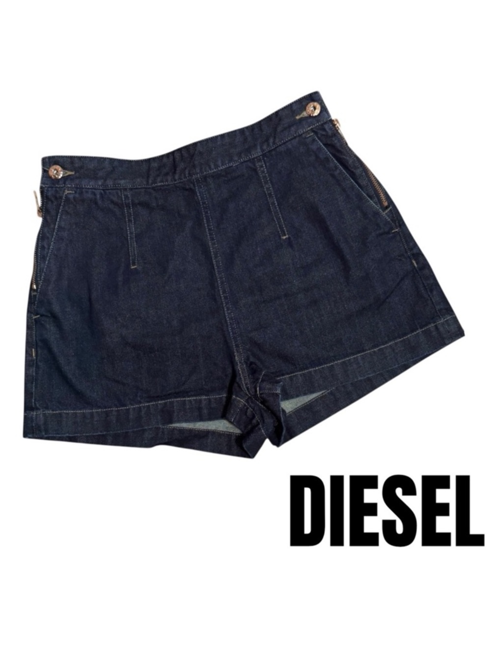 Diesel dark blue high waist short denim shorts Dark Indigo Size 28